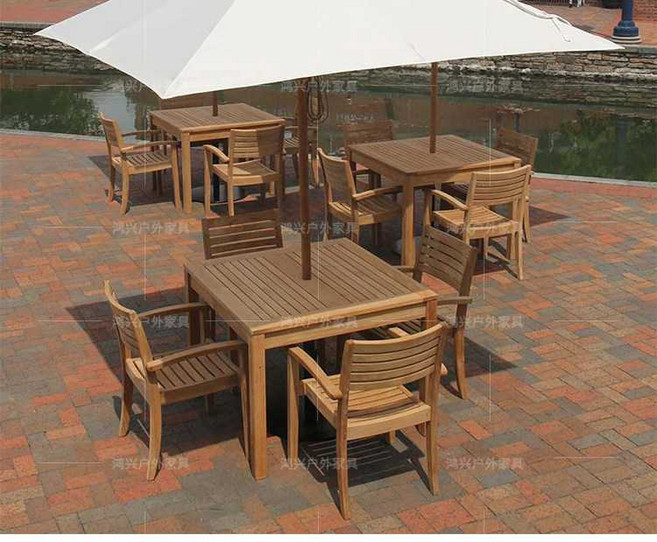 프리미엄 티크 원목 야외 테이블 의자 세트 파라솔 가능 4인용 방부목 식탁 카페테라스, 원형테이블 1개 + 의자 4개(티크)