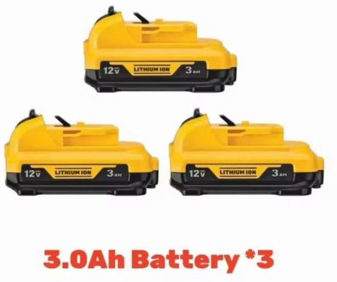 공구 배터리 디월트 DCB120 리튬 이온 배터리용 무선충전식 12V 3.0Ah 배터리 DCB124 DW089LG DCD701F2 전동 공구레이저 레벨, 3개, 2)3 PCS 3.0Ah