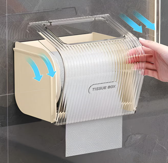 대형 무타공 완전 방수 화장실 휴지걸이 겸용 욕실 휴지케이스, 모던 옐로우, 1개