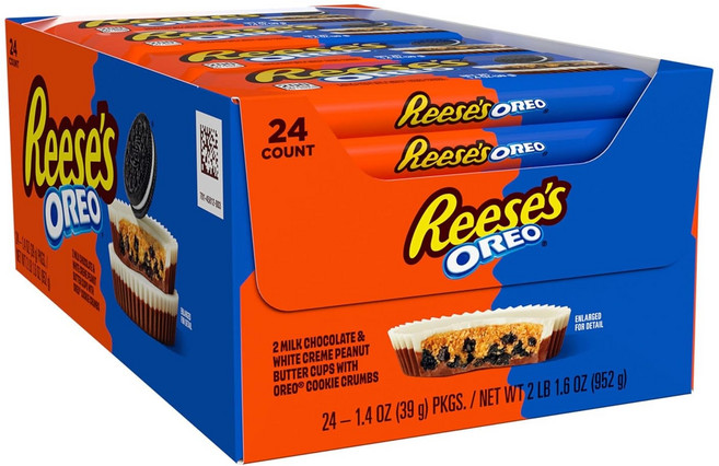 [해외직구] REESE'S OREO 리즈 오레오 밀크초콜릿 화이트크림 피넛버터컵 캔디 1.4oz 벌크, 리세스 오레오 밀크 초콜릿 화이트 크림 땅콩 버터 컵