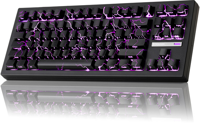 ZORNHER ZH870 컬러풀 백라이트 기계식 키보드 무선 게이밍 키보드 핫스왑 가능 기계식 키보드 3가지 연결 모드 선물용., 번개