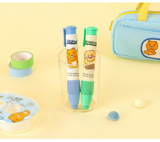 KF 카카오프렌즈 세이치즈 샤프식 지우개 수정 잘지워지는 노크식 학용품, 1개, 세이치즈 샤프식 지우개 라이언