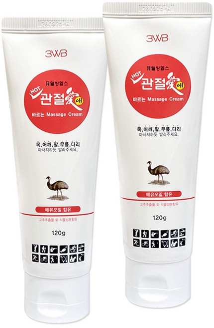 웰빙헬스 관절애 핫마사지크림 튜브형120g, 2개, 120g, 2개