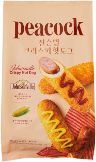 피코크 쟌슨빌 크리스피 핫도그 냉동, 460g, 2개