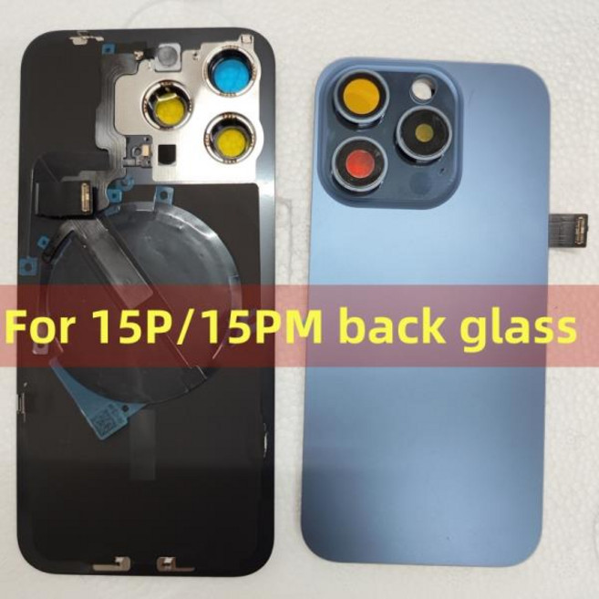 후면 커버 유리 (카메라 렌즈 포함) iPhone 15 pro max 배터리 후면 도어 하우징 수리 교체 용 철판 자기, 04 15 Pro-black