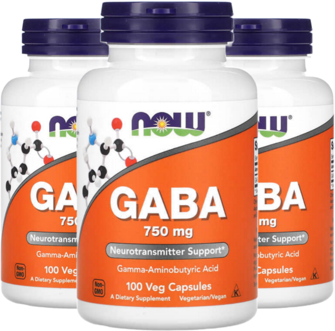 나우푸드 가바 750mg 100베지캡슐 감마 아미노부티르산 비단백질 아미노산, 100정, 3개