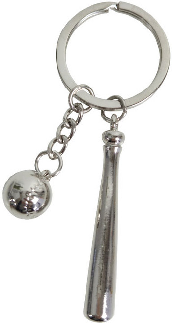 실버 야구 배트 방망이 공 키링 2개, 1세트
