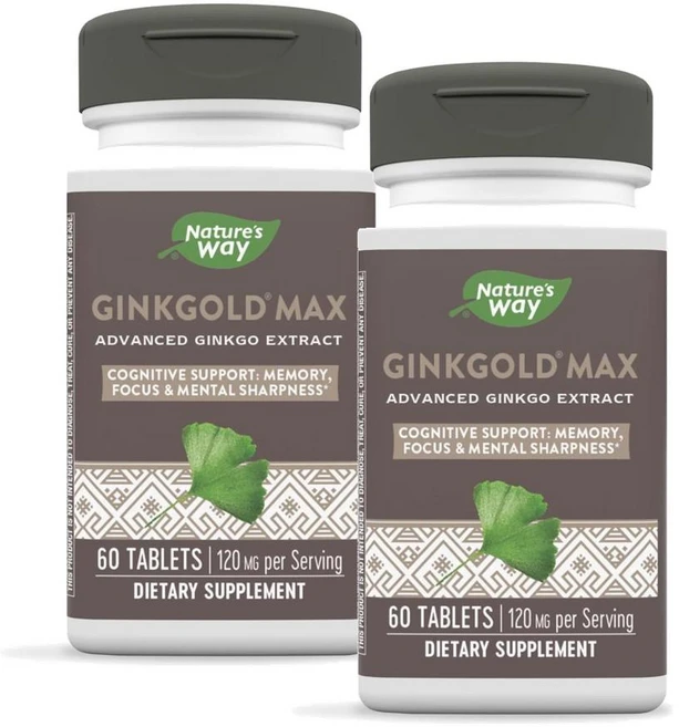 네이처스웨이 징크골드 맥스 징코빌로바 120mg 은행잎 추출물 Nature's Way Ginkgold Max, 60정, 2개 - 쿠팡