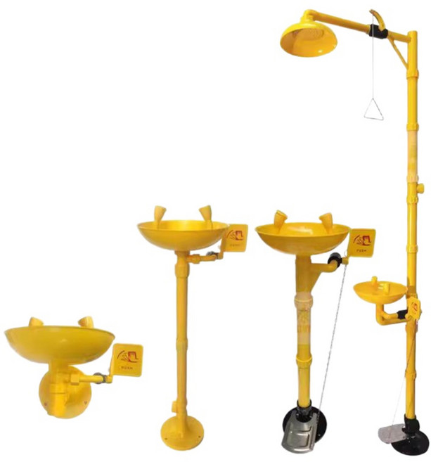 세안 세척기 긴급 실험실 세척시설 샤워기 안전 설비 응급 워시스테이션 눈세척, 벽걸이형 (사각 베이스/ABS재질)