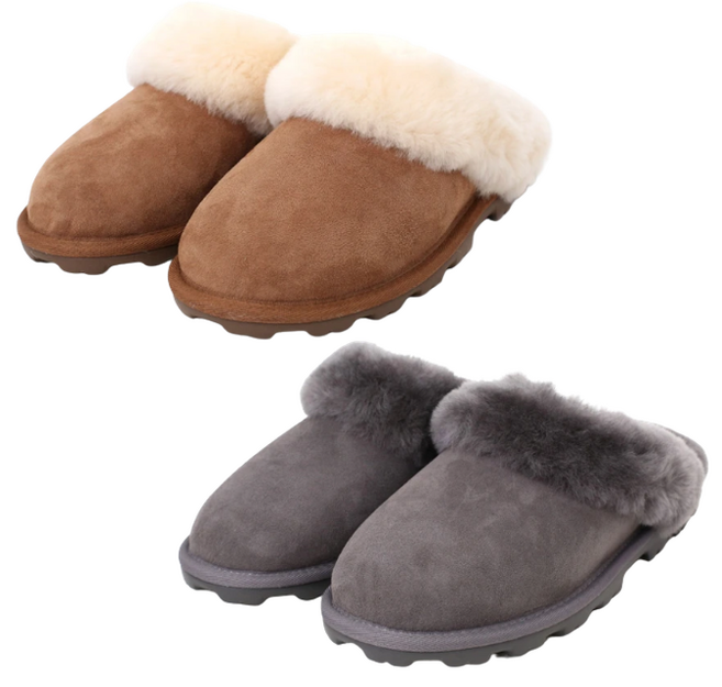 코스트코 커클랜드 시그니처 여성 양가죽 양털 슬리퍼 귀여운 여학생 방한 털 샌들 따뜻한 어그 슬리퍼 체스트넛 그레이