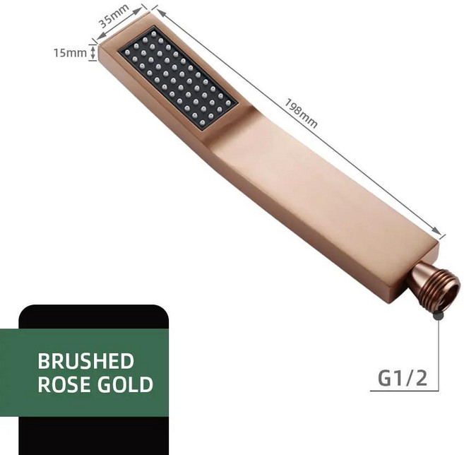 샤워헤드 고압 브러시드 컬러 솔리드 황동 스퀘어 핸드 헬드 욕실, 색상: 4. BRG, 1개