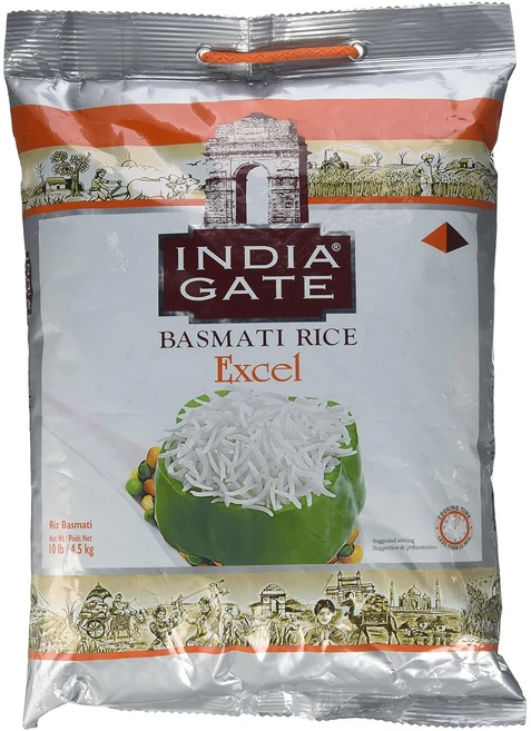 인디아 게이트 - 화이트 바스마티 XL 쌀 - 엑셀 10파운드 India Gate - White Basmati XL Rice - Excel 10 Pound, 1개, 4.54kg - 쿠팡