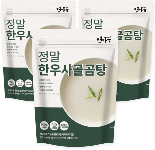 정마을 무첨가 100% 한우 사골곰탕 (실온), 3개, 500g