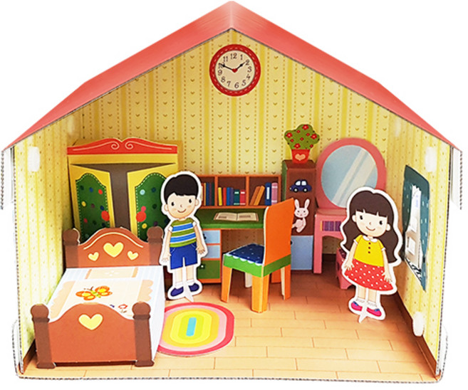 [칼라노리] 일층집과 가구들/ 우리집 만들기/ 종이모형가구, 1개, 일층집&내방가구(사람있음)