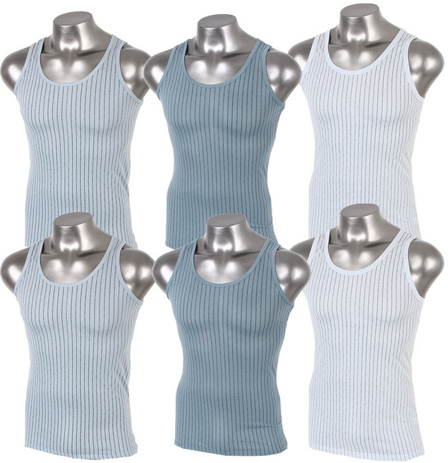 남성용 민소매 런닝 6종세트 라인패턴