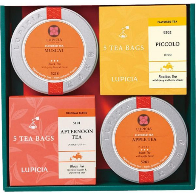 일본 루피시아 홍차 4종 선물 세트 머스캣+피콜로(루이보스)+애프터눈티(홍차)+애플티 528122, 1개