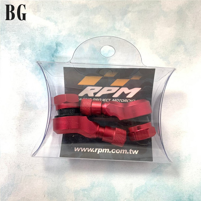 RPM CNC 輪框氣嘴 斜頭, 紅色, 1個