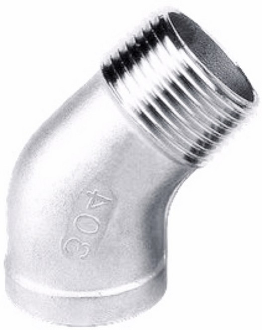 스테인레스 스레드 45 각도 SS 304 엘보 커넥터 파이프 스트리트 피팅 스틸, DN8, 45 Degree Elbow, 1개