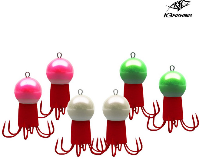 쭈꾸미볼 6개입 야광 쭈꾸미 낚시 쭈킬 에자볼 갑오징어 문어 두족류 축광 애자 에기 왕눈이 야광봉돌, 6개, 01.혼합