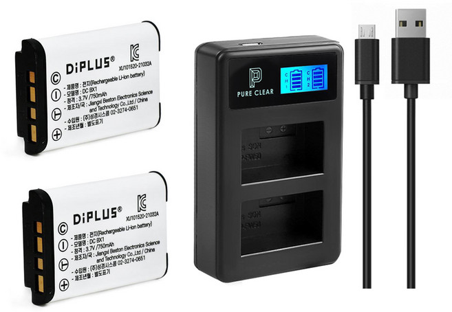 소니 호환 배터리 NP-BX1 배터리 zv-1f ZV1 RX100 AS300 AS200V bx1듀얼충전기, NP-BX1 2개+듀얼충전기