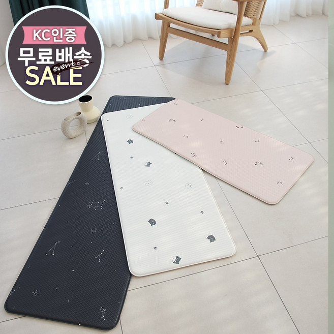 충무총판직영/충무홈리빙 시그니처 프리미엄 14T 양면 PVC 특대형 주방매트 싱크매트 거실매트 바닥매트 발매트, 판다