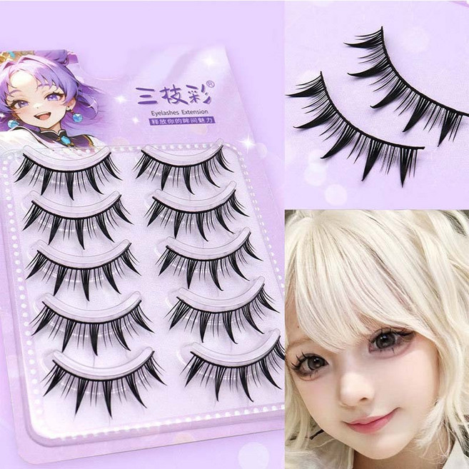 고고다 인형속눈썹 아이돌 데일리 인조속눈썹 애니 코스프레 속눈썹B, 1개, 블랙