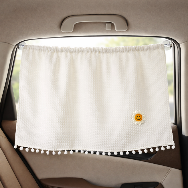 퓨어센스 차량용 커튼 햇빛가리개 흡착 자동차 커튼 프라이버시 가림막, 1개, 스마일플라워