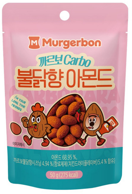 머거본 까르보불닭향 아몬드, 6개, 50g