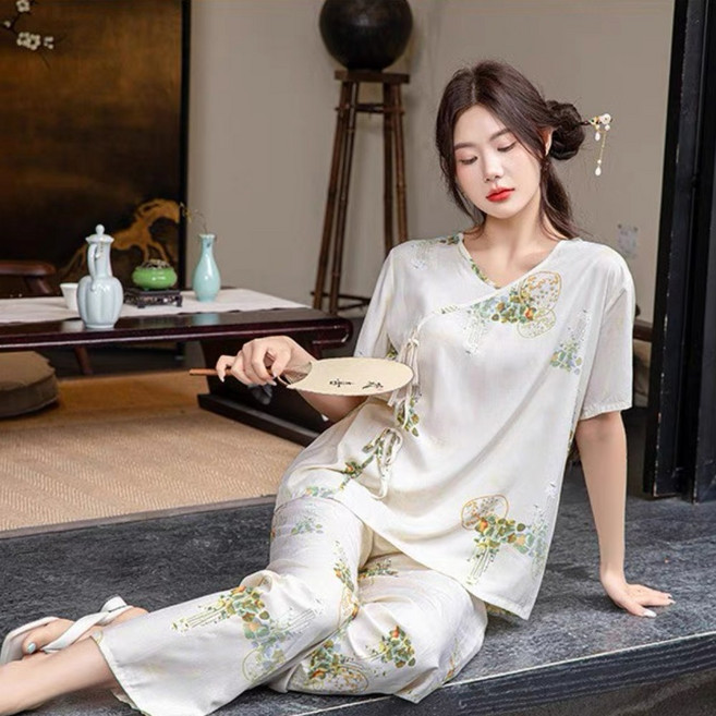 여성 홈웨어 순면 잠옷 면 홈웨어 여름파자마