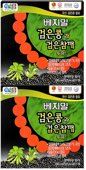 베지밀 검은콩과 검은참깨 두유, 190ml, 32개