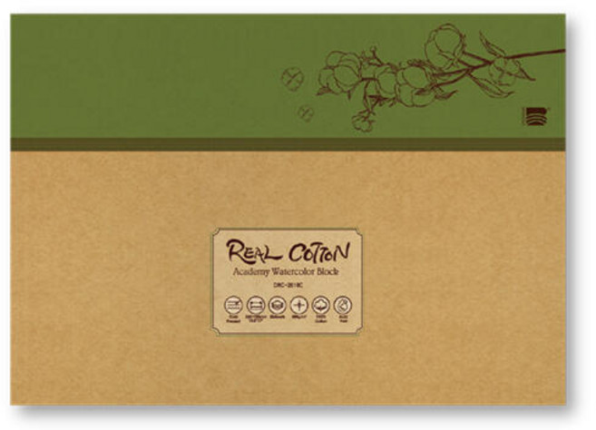 아트박스/아트피스 미젤로 리얼코튼 수채화 스케치북 아카데미용 530X380, 황목[530X380]