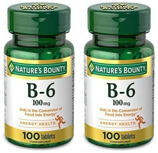 비타민B 피부 호르몬 네이처 바운티 비타민 B6 에너지 100mg 정제 100Ct(2팩), 100정 - 쿠팡