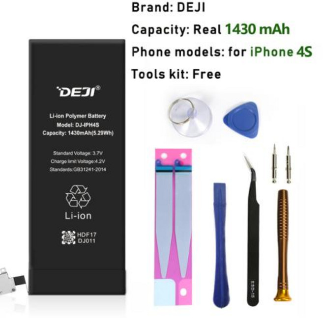 DEJI 실제 용량 리튬 이온 배터리 아이폰 5se 6 6s 6p 6sp X 0 사이클 교체 무료 도구 키트 포함, 1개