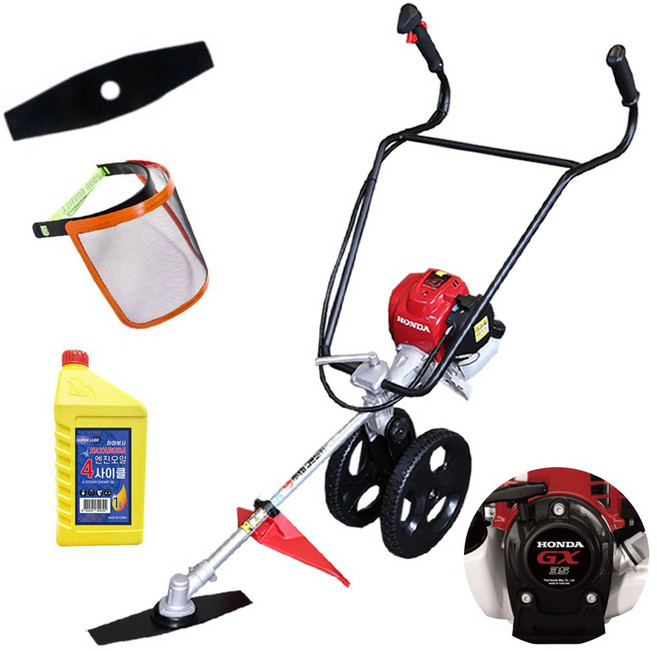 혼다 주행식 예초기 ST-430 GX35 4행정 엔진 2륜 벌초기 제초기 보행식 밀차형 이도날 썬캡 엔진오일 포함, 1개