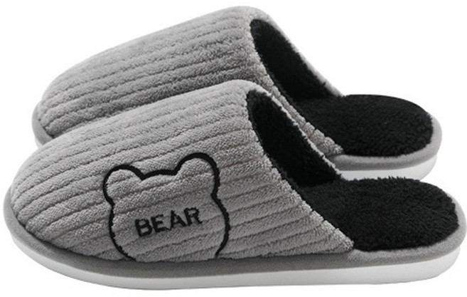 베어 털 겨울 거실 실내 슬리퍼 실내화, 1개, 그레이