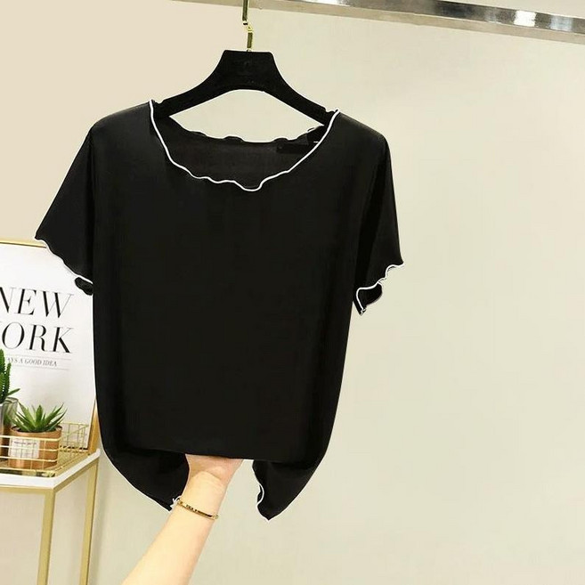 大尺碼冰絲套裝女夏季兩件套睡衣