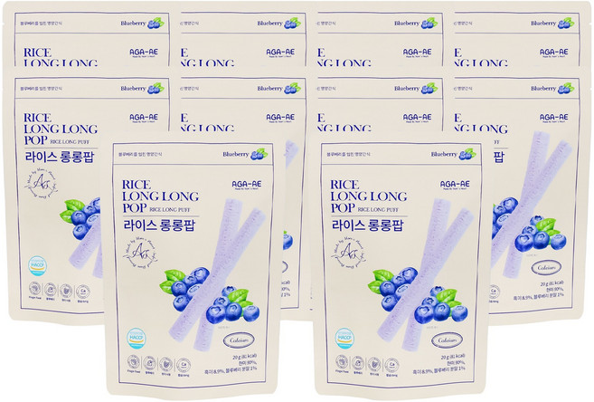 라이스롱롱팝 유기농 쌀과자 떡뻥, 5개, 20g, 블루베리