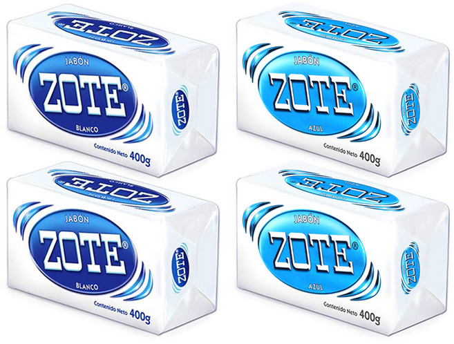 토탈하우스 ZOTE비누 (블루2개+화이트2개) 조트비누 멕시코비누 천연비누 만능비누 ZOTE 세탁비누 빨래비누 멕시코만능비누, 400g, 1개