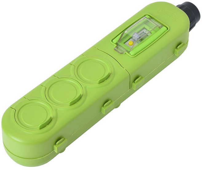 누전 차단기 충격 방지 고무 커버 노출 방우 멀티 3구 콘센트 국산 녹색, 1개