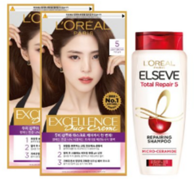 로레알파리 엑셀랑스 듀오크림 5, 5호 자연 갈색, 4개