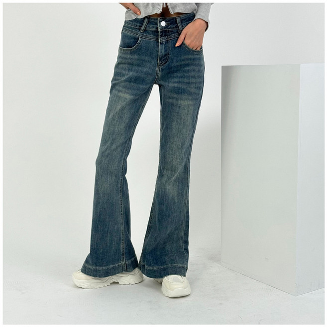 (원가이하) 바이일이오 빅사이즈 프리미엄 슬림핏 부츠컷 기장 데님 팬츠