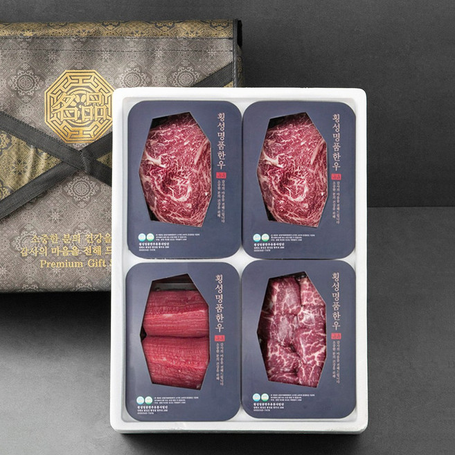 횡성명품한우 1.6kg 선물세트 (등심+등심+국거리+장조림 각 400g), 1개