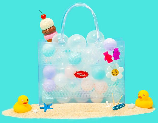 [위글위글] 젤리백(L) - 클리어 토트백 펀칭 다색상 장바구니 피크닉 쇼핑 수영 목욕 가방 비치백 397956