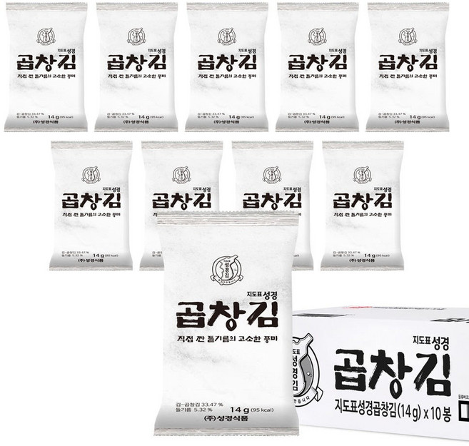 [지도표성경김] 성경 곱창돌김 14g 10개 선물용