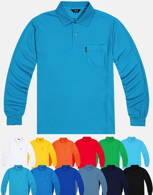 티센스 남녀공용 쿨론포켓 냉감 통기성 카라 긴팔 티셔츠