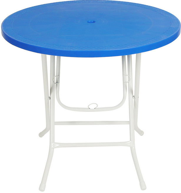 지오리빙 접이식 플라스틱 원형 테이블, 블루