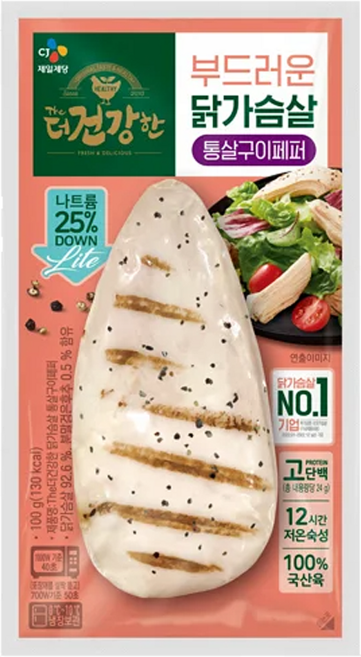 CJ 더건강한 닭가슴살 통살 페퍼, 8개, 100g