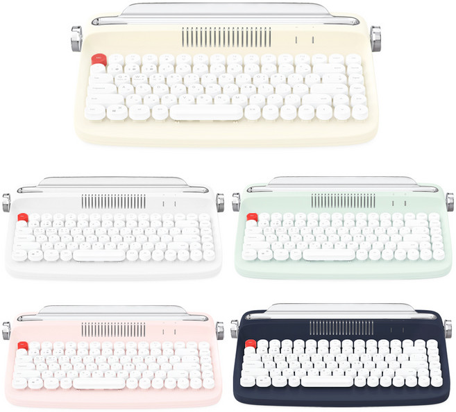 엑토 레트로 블루투스 미니키보드 B303/스마트기기 거치대/멀티페어링/포인트컬러키 캡 제공, 아이보리