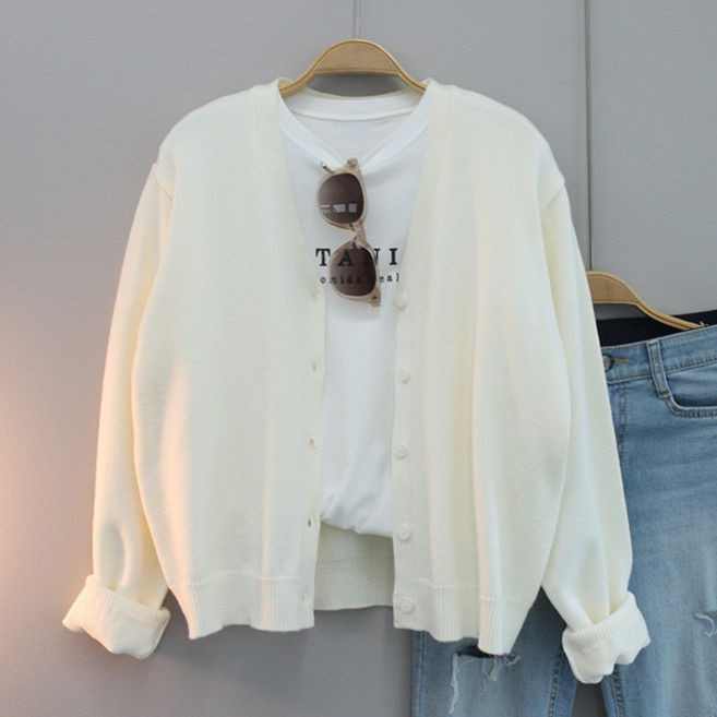 달콩 여성 스푼브이넥니트가디건 봄 가을 간절기 가디건