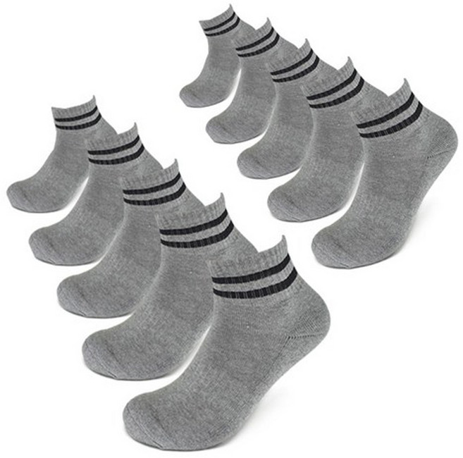 COSOC 두툼한 이중쿠션 투라인단목 스포츠양말10P, 그레이(GRAY)